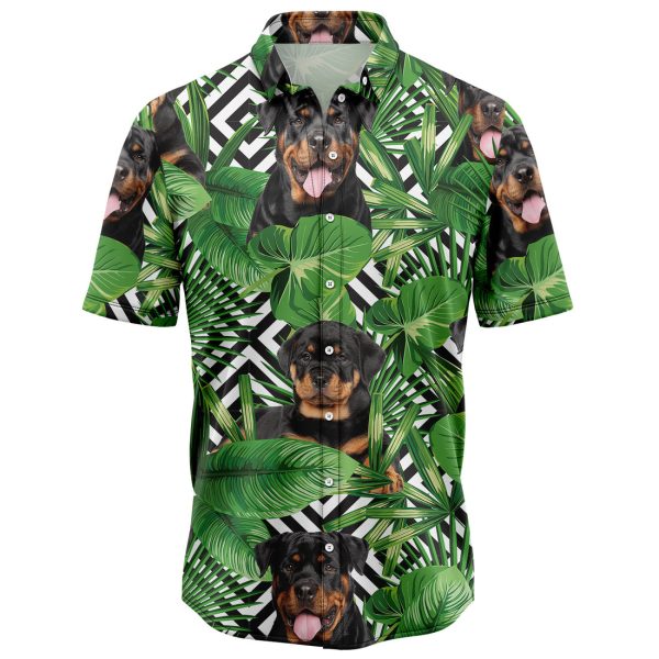 Summer Exotic Jungle Tropical Rottweiler Hawaiian Shirt, Summer Shirt For Men and Women Jezsport.com