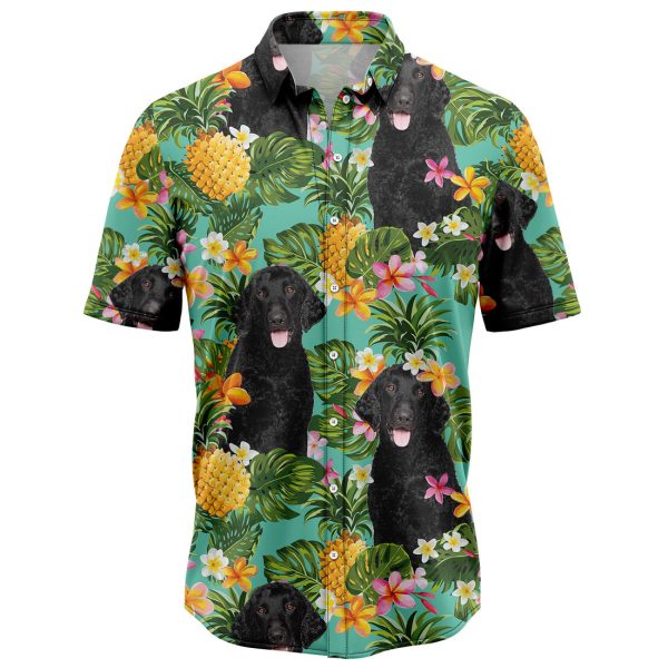 Tropical Pineapple Curly-Coated Retriever Hawaiian Shirt, Summer Shirt For Men and Women Jezsport.com