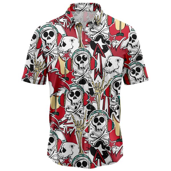 Skull Rock & Roll Hawaiian Shirt, Summer Shirt For Men and Women Jezsport.com