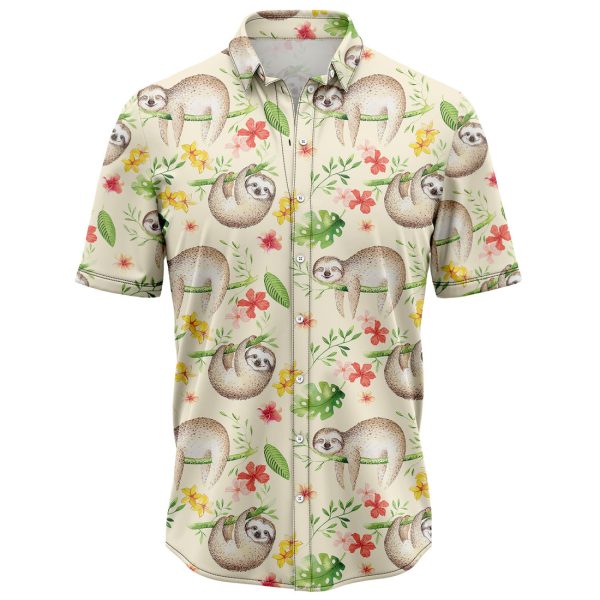 Sloth Leaf Pattern Hawaiian Shirt, Summer Shirt For Men and Women Jezsport.com