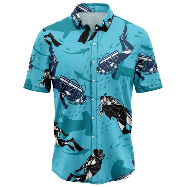 Scuba Diving With Shark Hawaiian Shirt, Summer Shirt For Men and Women Jezsport.com