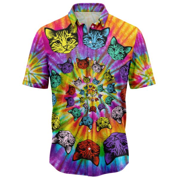 Cat Awesome Tie Dye Hawaiian Shirt, Summer Shirt For Men and Women Jezsport.com