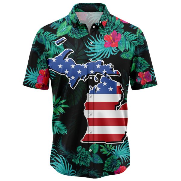 Michigan Tropical Hawaiian Shirt, Summer Shirt For Men and Women Jezsport.com