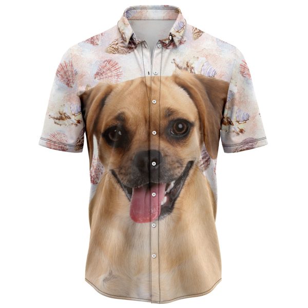 Seashells and Cute Puggle Hawaiian Shirt, Summer Shirt For Men and Women Jezsport.com