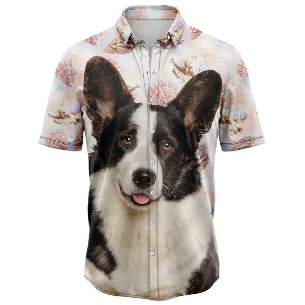 Seashells and Cute Cardigan Welsh Corgi Hawaiian Shirt, Summer Shirt For Men and Women Jezsport.com