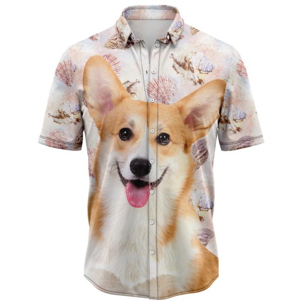 Seashells and Cute Pembroke Welsh Corgi Hawaiian Shirt, Summer Shirt For Men and Women Jezsport.com