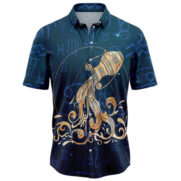 Aquarius Zodiac Symbol Hawaiian Shirt, Summer Shirt For Men and Women Jezsport.com