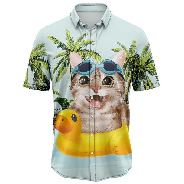 Cat Beach Time Hawaiian Shirt, Summer Shirt For Men and Women Jezsport.com