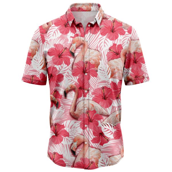 Tropical Flowers Hibiscus Flamingo Hawaii Shirt Summer Shirt For Men and Women Jezsport.com