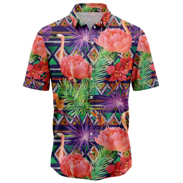 Tropical Leaves Flamingo Hawaii Shirt Summer Shirt For Men and Women Jezsport.com