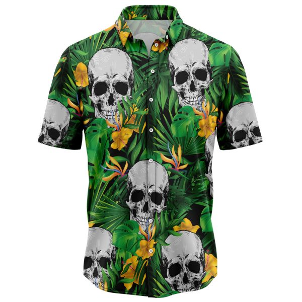 Skull Tropical Wild Flower Hawaii Shirt Summer Shirt For Men and Women Jezsport.com