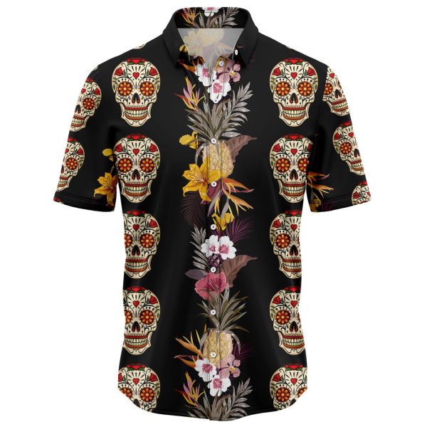 Skull Blooming Summer Flower Hawaii Shirt Summer Shirt For Men and Women Jezsport.com