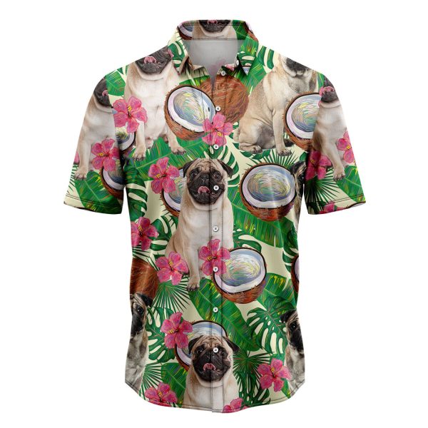 Pug Tropical Coconut Hawaiian Shirt, Summer Shirt For Men and Women Jezsport.com