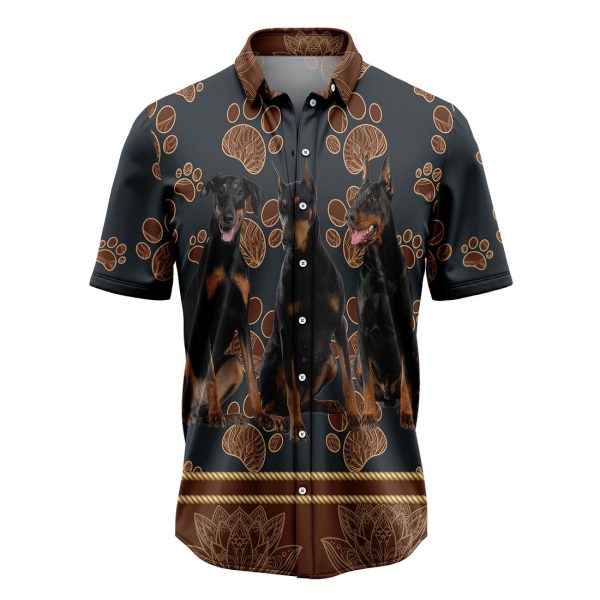 Doberman Pinscher Flower Paw Hawaiian Shirt, Summer Shirt For Men and Women Jezsport.com