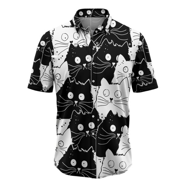 Cute Black And White Cat Hawaiian Shirt, Summer Shirt For Men and Women Jezsport.com