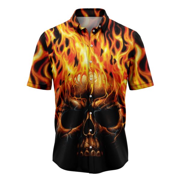 Skull Fire Hawaiian Shirt, Summer Shirt For Men and Women Jezsport.com