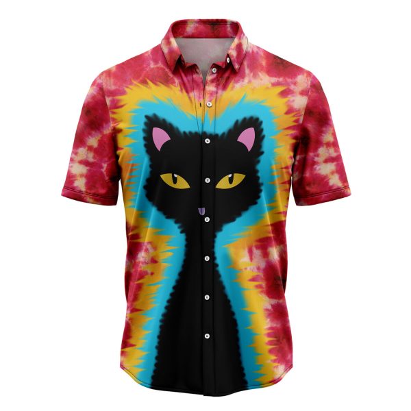 Black Cat Tie Dye Hawaiian Shirt, Summer Shirt For Men and Women Jezsport.com