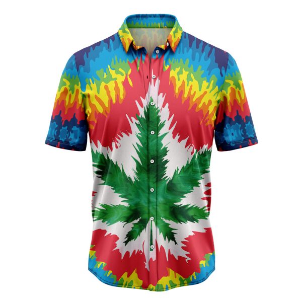 Pot Leaf Marijuana Cannibus Tie Dye Hawaiian Shirt, Summer Shirt For Men and Women Jezsport.com