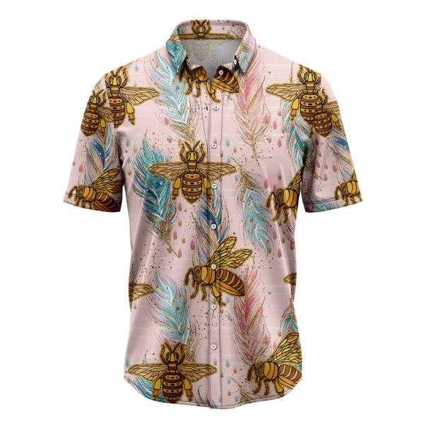 Bee Boho Feather Hawaiian Shirt, Summer Shirt For Men and Women Jezsport.com