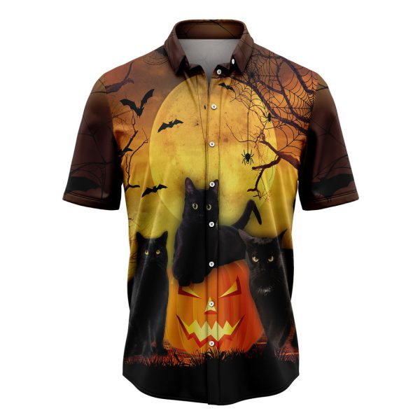 Black Cat Pumpkin Hawaiian Shirt, Summer Shirt For Men and Women Jezsport.com