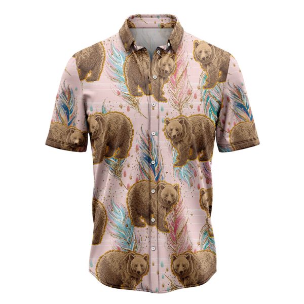 Bear Boho Feather Hawaiian Shirt, Summer Shirt For Men and Women Jezsport.com