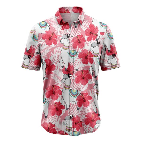 Llama Tropical Flowers Hibiscus Hawaiian Shirt, Summer Shirt For Men and Women Jezsport.com