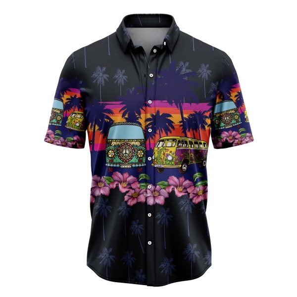 Hippie Bus Border Chest Hawaiian Shirt, Summer Shirt For Men and Women Jezsport.com