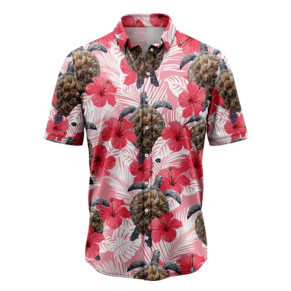 Turtle Tropical Flowers Hibiscus Hawaiian Shirt, Summer Shirt For Men and Women Jezsport.com