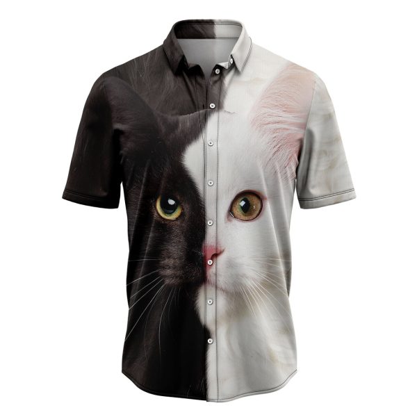 Cat Black & White Hawaiian Shirt, Summer Shirt For Men and Women Jezsport.com