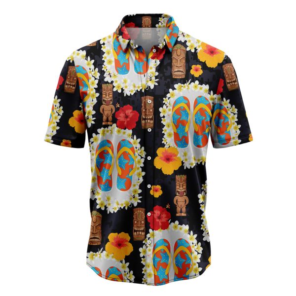 Flip-flops Tiki Pattern Hawaiian Shirt, Summer Shirt For Men and Women Jezsport.com