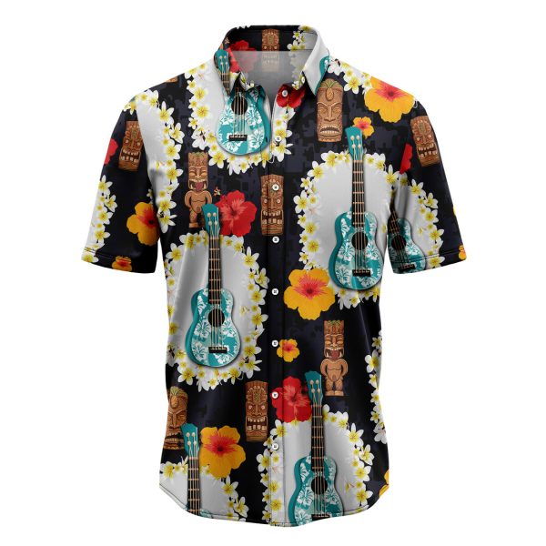 Ukulele Tiki Pattern Hawaiian Shirt, Summer Shirt For Men and Women Jezsport.com