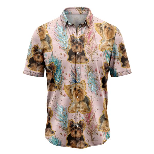 Yorkshire Terrier Boho Feather Hawaiian Shirt, Summer Shirt For Men and Women Jezsport.com