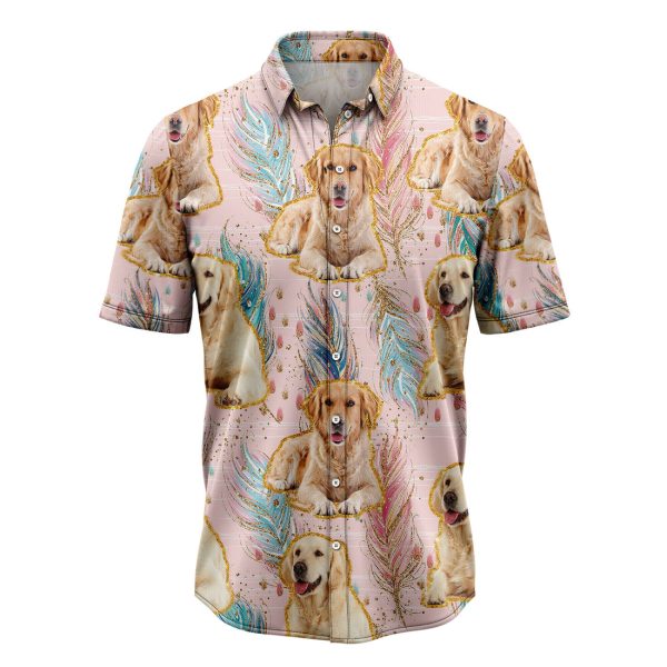 Golden Retriever Boho Feather Hawaiian Shirt, Summer Shirt For Men and Women Jezsport.com