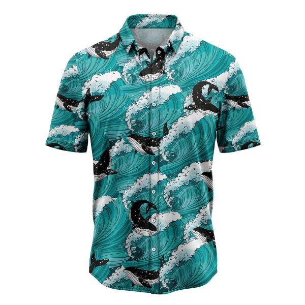 Whale Sea Waves Hawaiian Shirt, Summer Shirt For Men and Women Jezsport.com