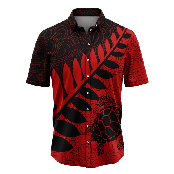 Turtle Leaf Red & Black Pattern Hawaiian Shirt, Summer Shirt For Men and Women Jezsport.com