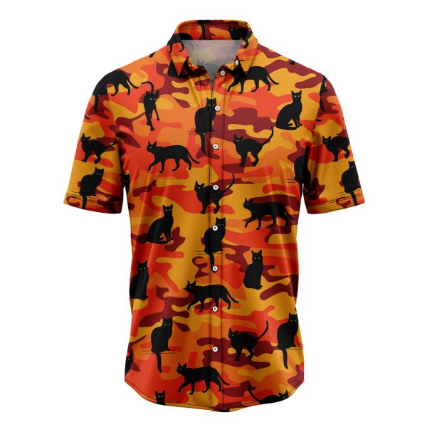 Black Cat Camo Hawaiian Shirt, Summer Shirt For Men and Women Jezsport.com