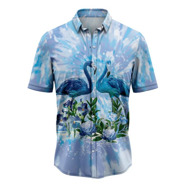 Blue Flamingo Tie Dye Hawaiian Shirt, Summer Shirt For Men and Women Jezsport.com