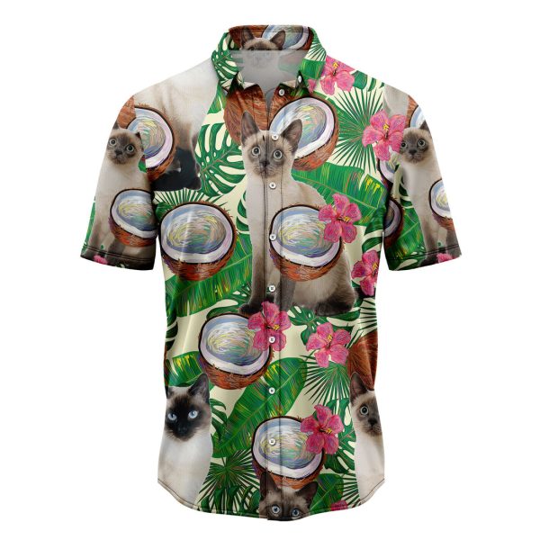 Siamese Cat Tropical Coconut Hawaiian Shirt, Summer Shirt For Men and Women Jezsport.com