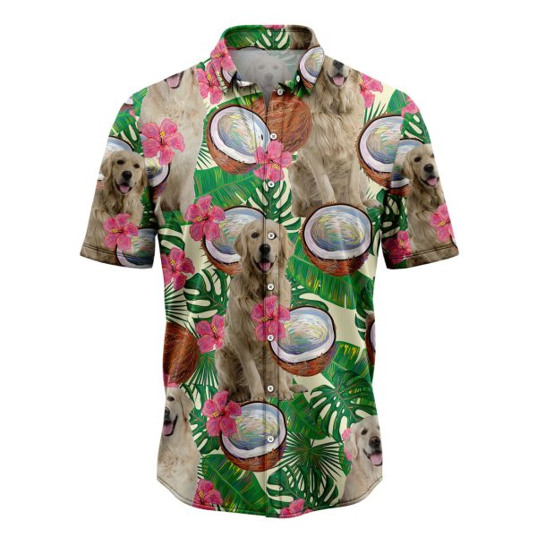 Golden Retriever Tropical Coconut Hawaiian Shirt, Summer Shirt For Men and Women Jezsport.com