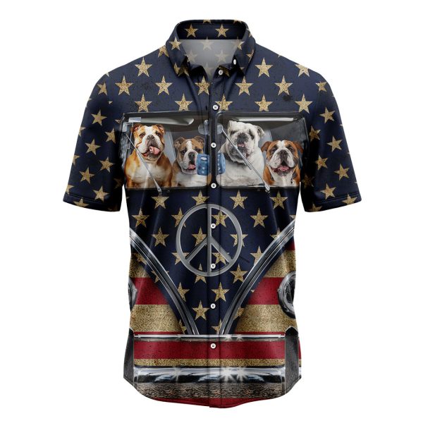 Bulldog Flag Hippie Bus Hawaiian Shirt, Summer Shirt For Men and Women Jezsport.com