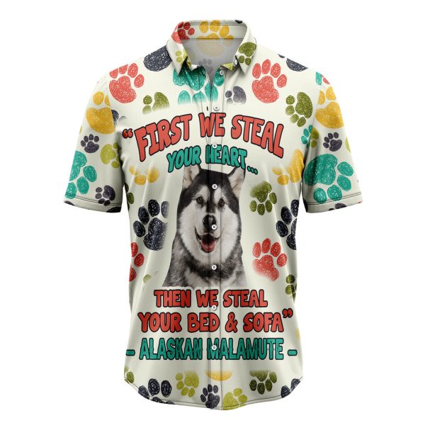 Alaskan Malamute Steal Your Heart Hawaiian Shirt, Summer Shirt For Men and Women Jezsport.com