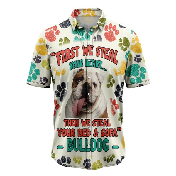 Bulldog Steal Your Heart Hawaiian Shirt, Summer Shirt For Men and Women Jezsport.com