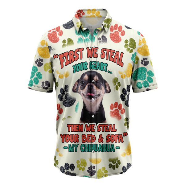 Chihuahua Steal Your Heart Hawaiian Shirt, Summer Shirt For Men and Women Jezsport.com