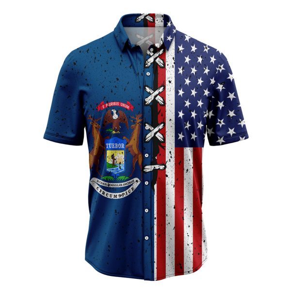 Michigan USA Flag Hawaiian Shirt, Summer Shirt For Men and Women Jezsport.com