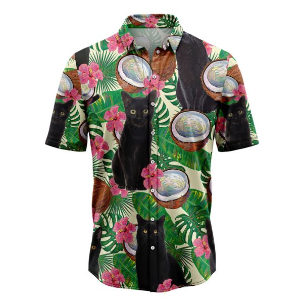 Black Cat Tropical Coconut Hawaiian Shirt, Summer Shirt For Men and Women Jezsport.com