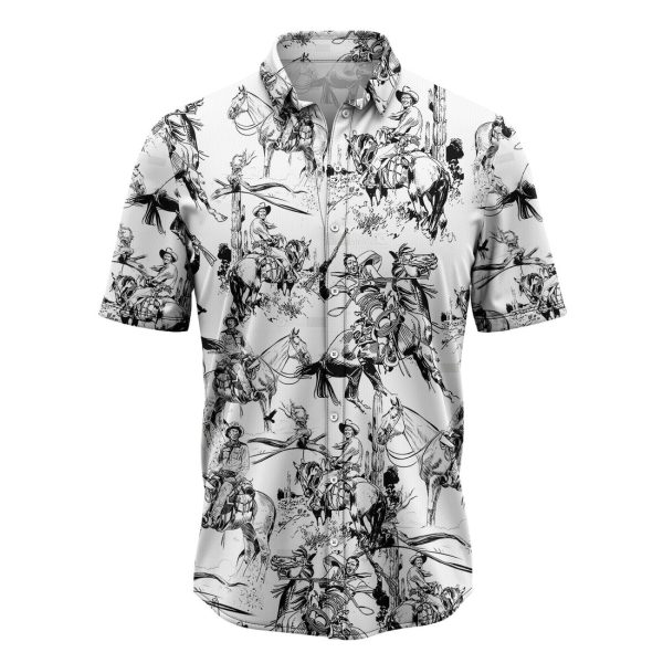 Cowboy Black & White Hawaiian Shirt, Summer Shirt For Men and Women Jezsport.com