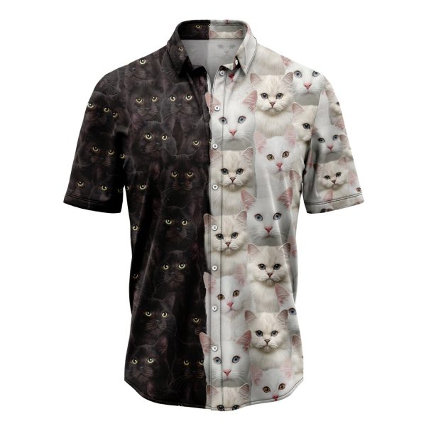 White & Black Cat Hawaiian Shirt, Summer Shirt For Men and Women Jezsport.com