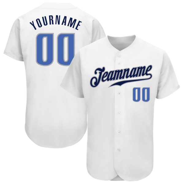 Custom Black Jersey, Personalized Black Baseball Jersey, Custom Baseball Jersey, Custom White Blue-Navy Authentic Baseball Jersey Jezsport.com