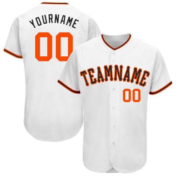 Custom Black Jersey, Personalized Black Baseball Jersey, Custom Baseball Jersey, Custom White Orange-Black Authentic Baseball Jersey Jezsport.com