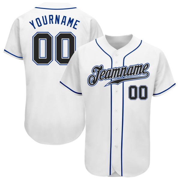 Custom Black Jersey, Personalized Black Baseball Jersey, Custom Baseball Jersey, Custom White Black-Royal Authentic Baseball Jersey Jezsport.com